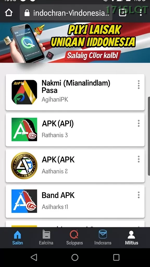 Cuplikan layar ME355 — menu navigasi